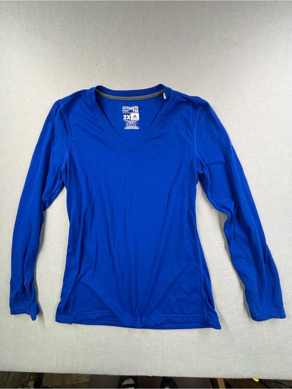 adidas Royal Blue Long Sleeve V-Neck Athletic Top